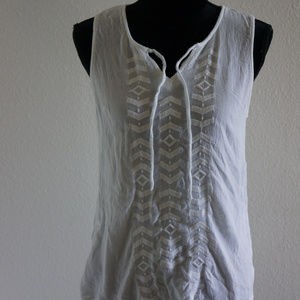 Olive and oak embroidered white blouse M